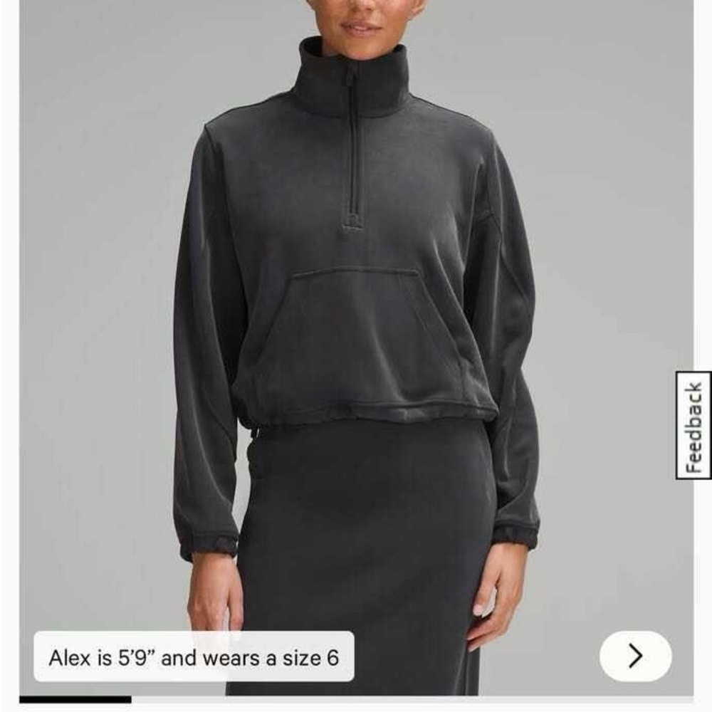 lululemon athletica  Brushed Softstreme Ribbed Half Zip Teal Sweatshirt - Picture 5 of 5